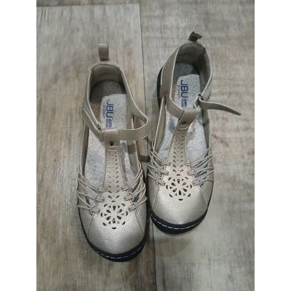 JBU by Jambu Women’s Gray Sahara Mary Jane Slip On Perforated Shoes - Size 8 M